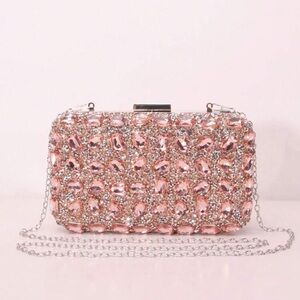 Embellished Pink Crystal Evening Clutch